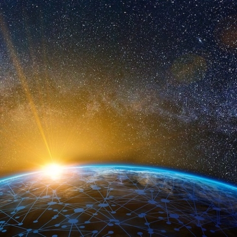 Networked earth stock image from space